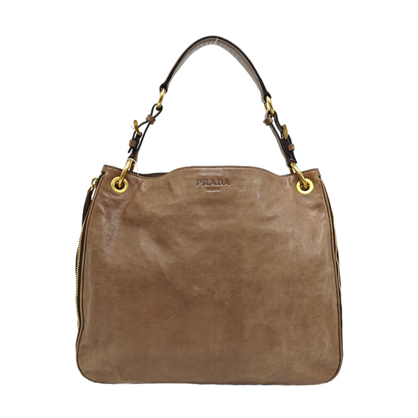 Calfskin Shoulder Bag Brown