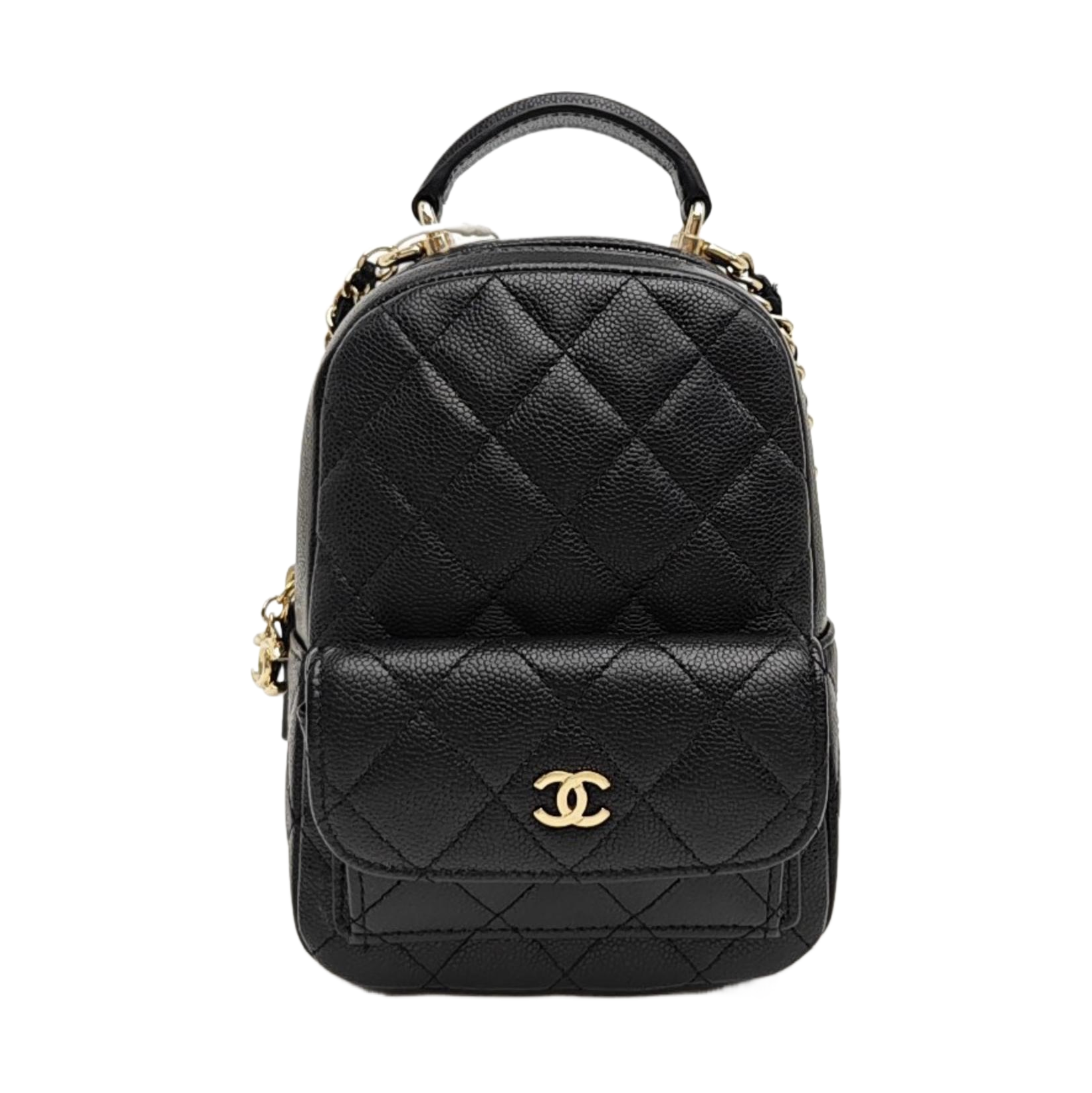 Quilted Grained Calfskin Backpack Mini Black