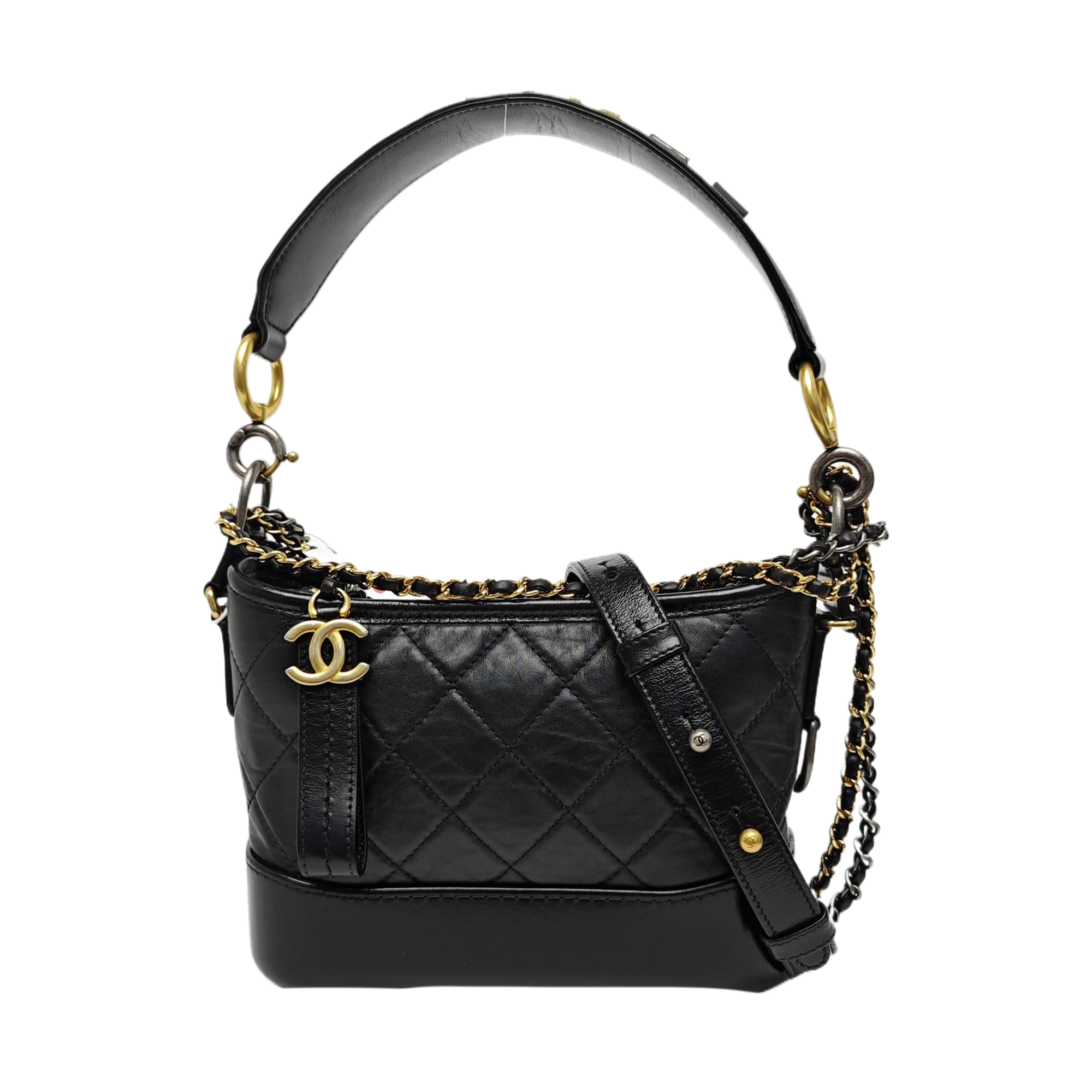 GABRIELLE Small Quilted Calfskin Black