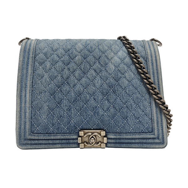 BOY CHANEL Maxi Quilted Denim Blue