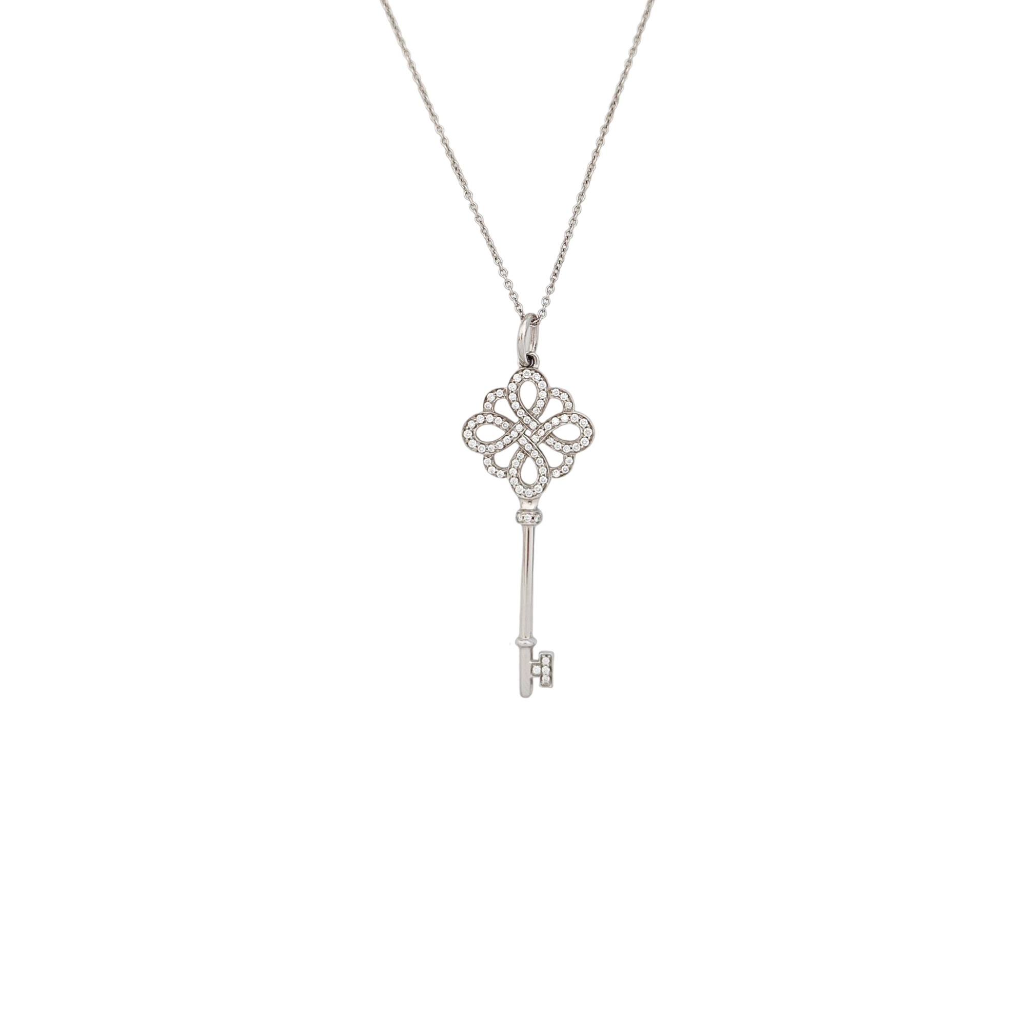 Tiffany Keys 18k White Gold Silver Necklace