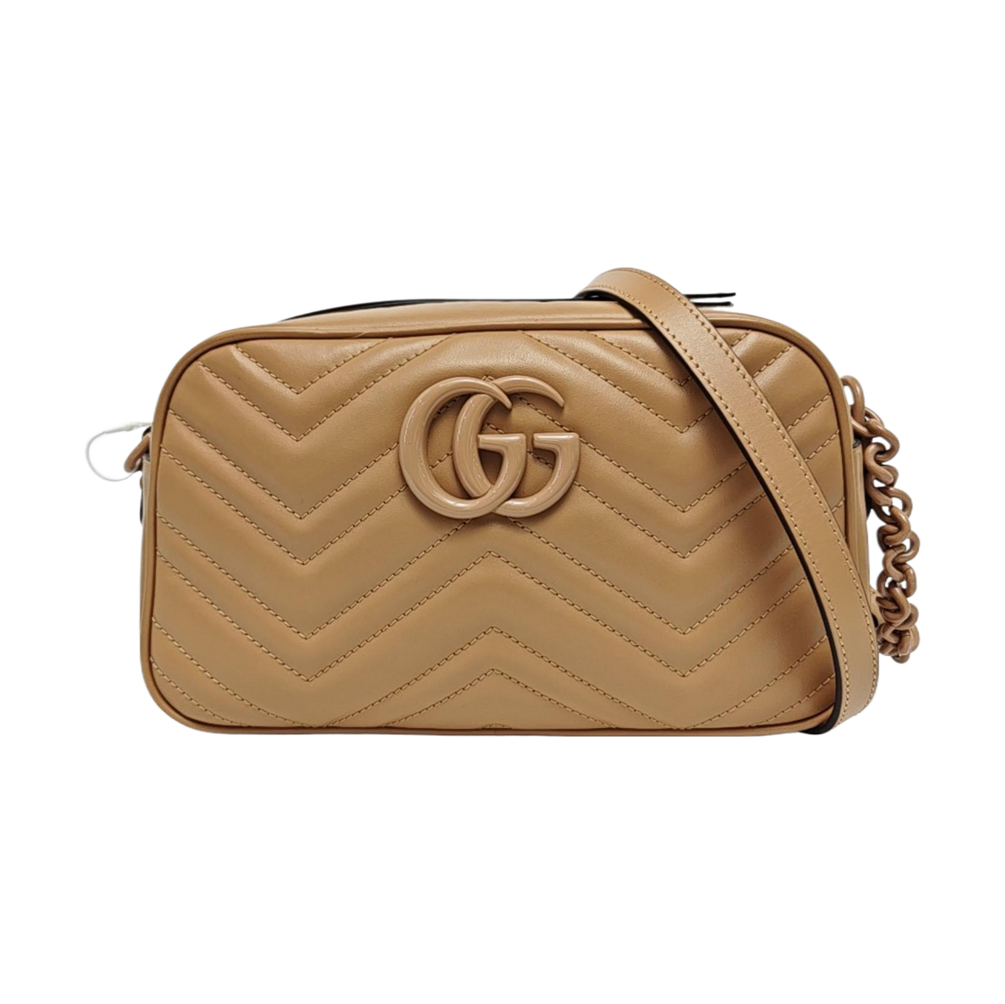 GG Marmont Small Quilted Calfskin Brown