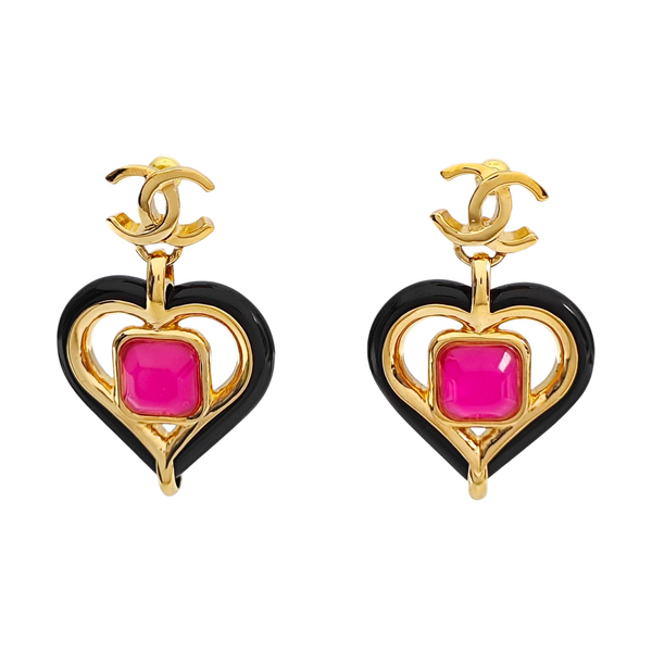 CC Logo Metal Gold Clip On Earrings