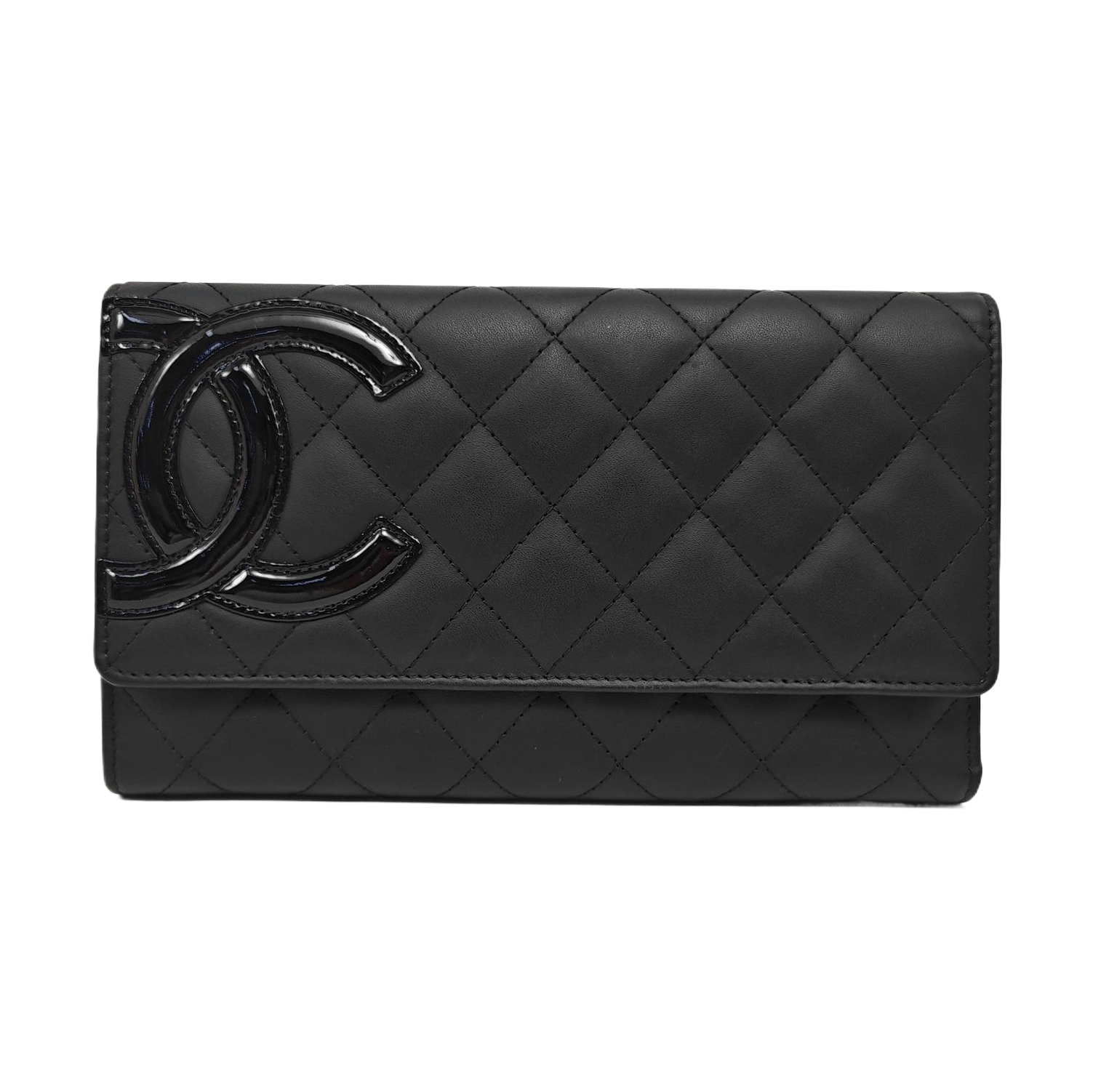 CAMBON Medium Quilted Calfskin Black Wallet