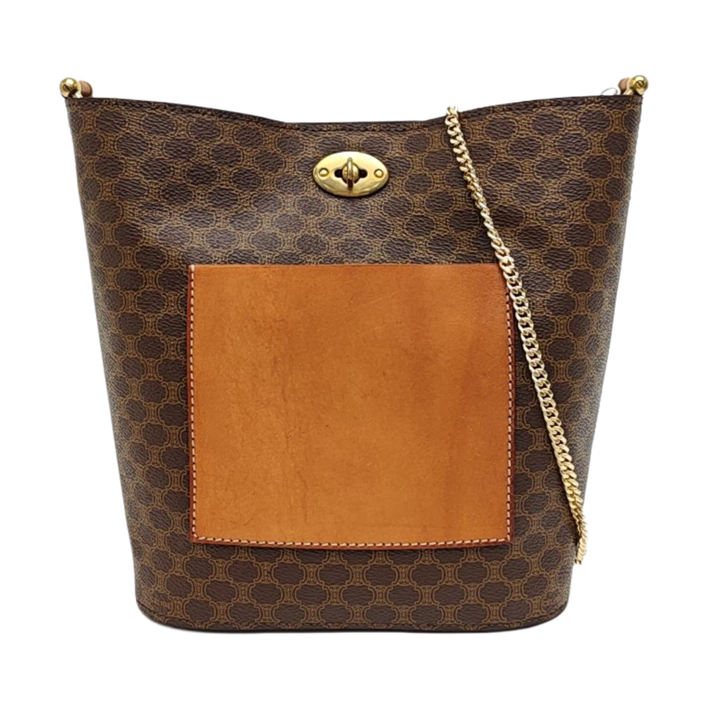 Coated Canvas Clutch Brown