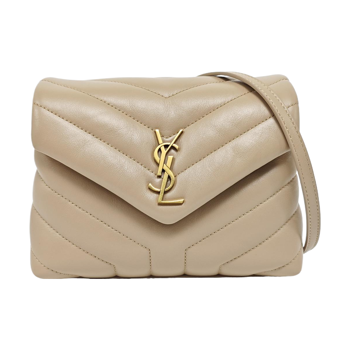 LOULOU Extra Small Chevron Calfskin Beige