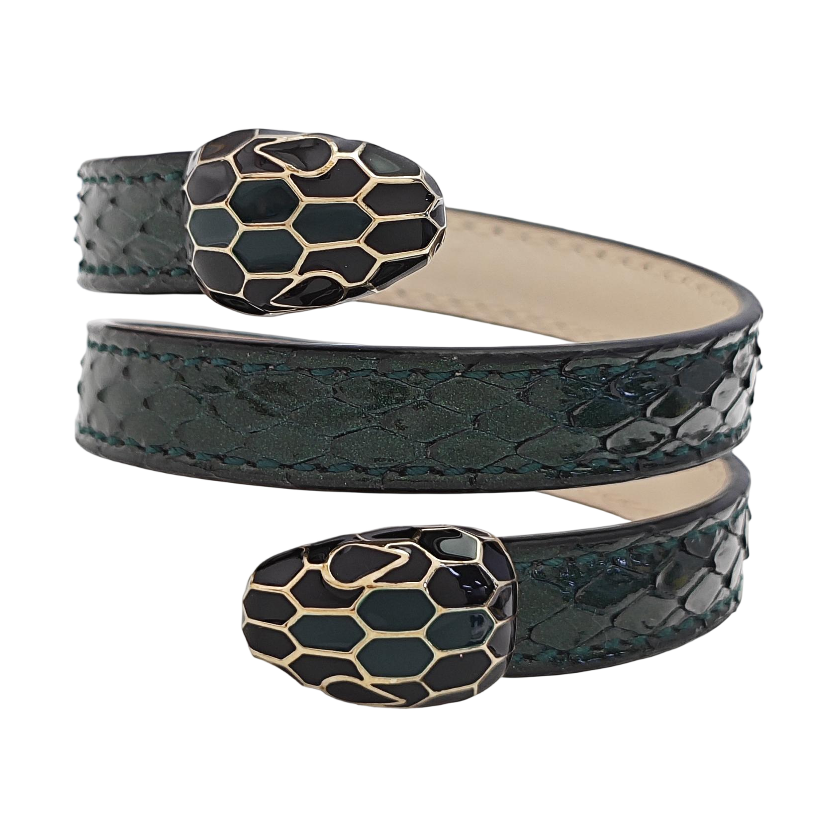 SERPENTI Brass Green Bracelet
