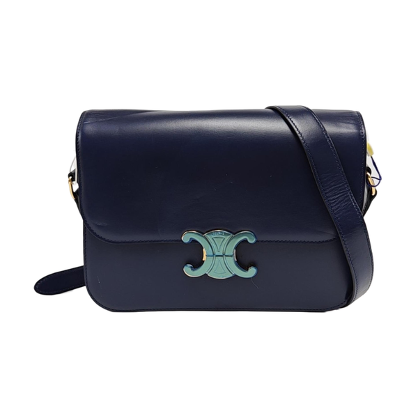 Authenticated pre-owned  TRIOMPHE Medium Calfskin Blue - Crossbody Bag at Looply