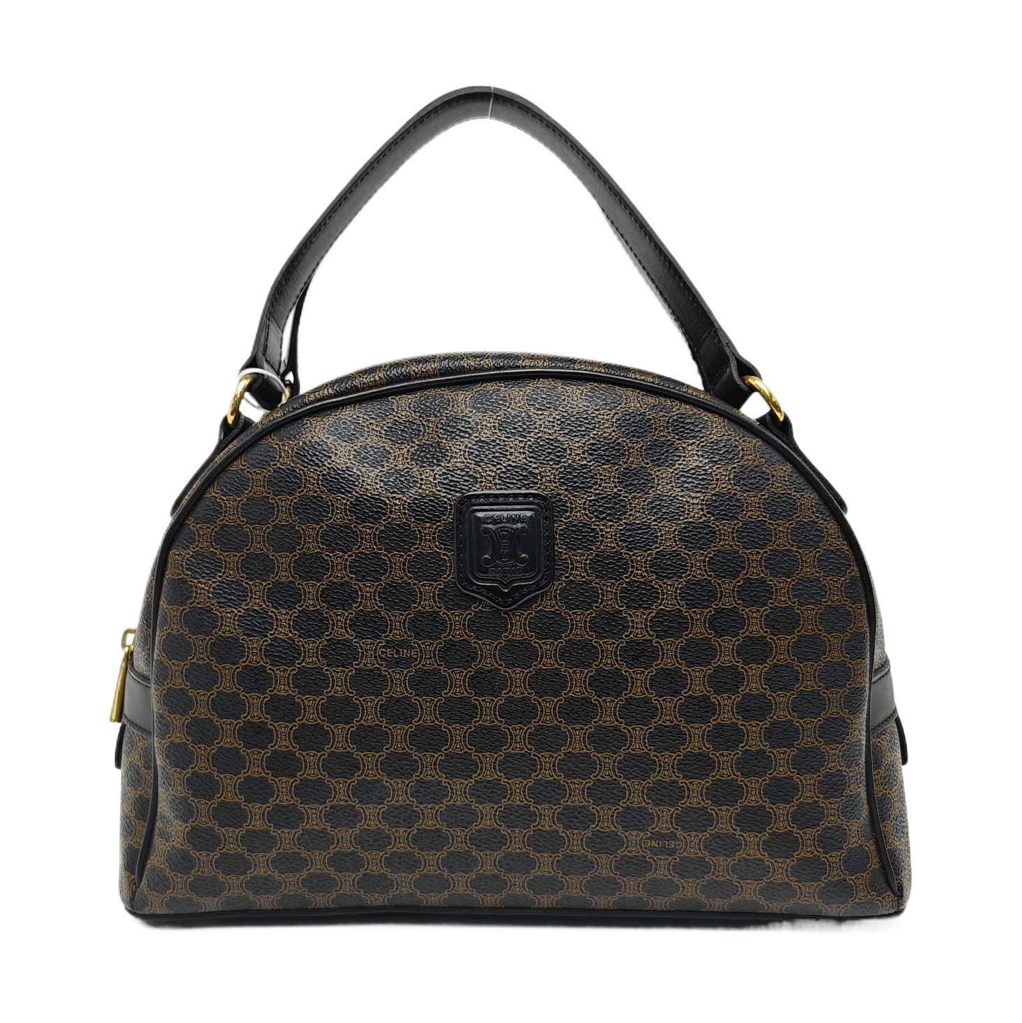 Coated Canvas Top Handle Bag Black