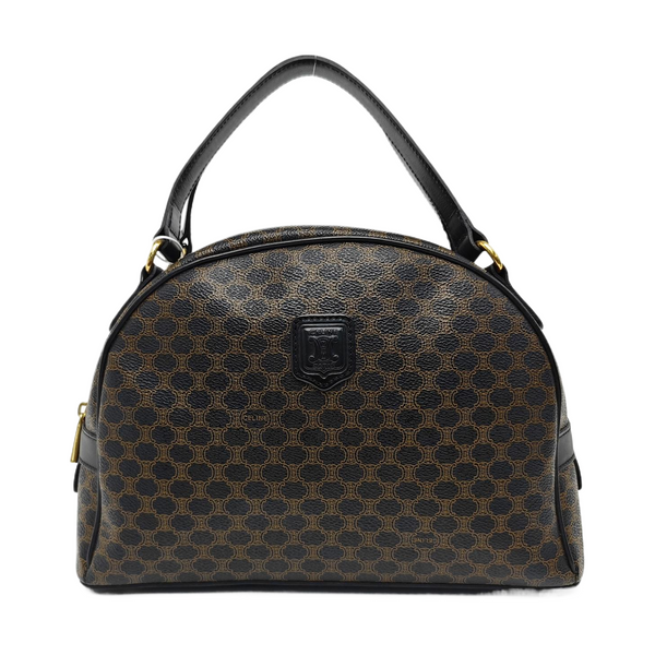 Coated Canvas Top Handle Bag Black