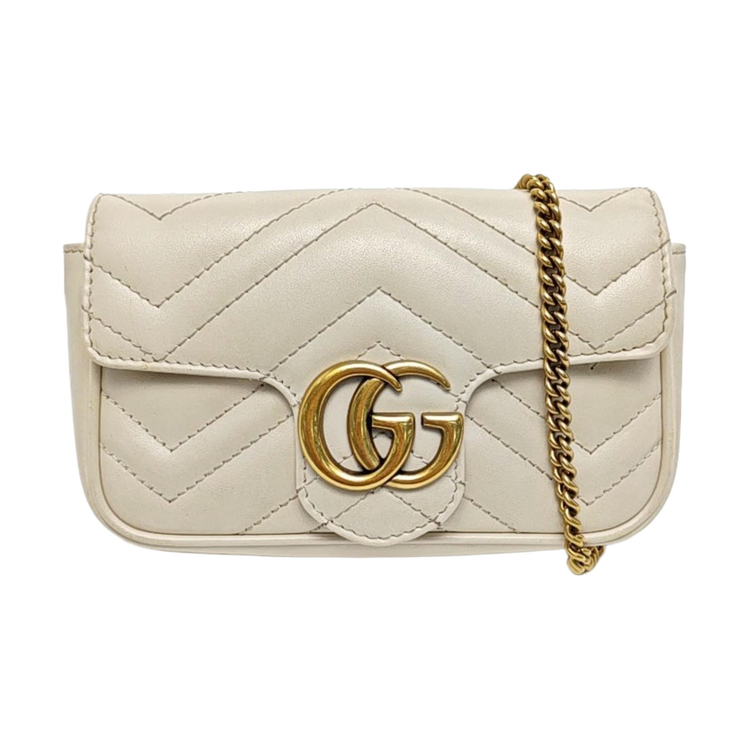 GG Marmont Mini Quilted Calfskin White