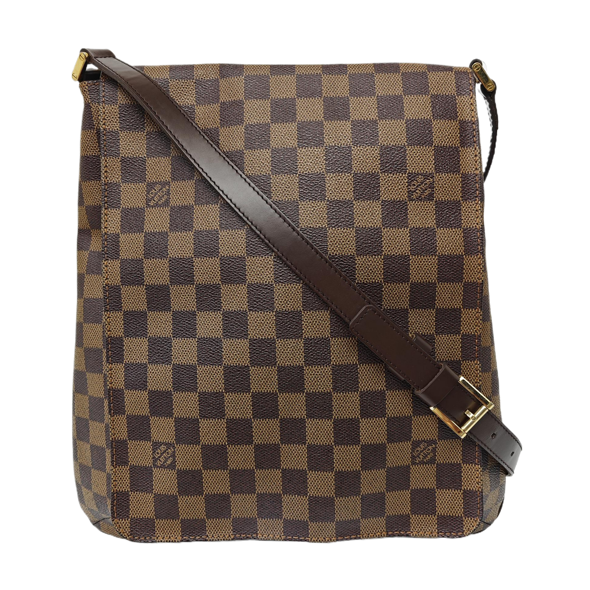 MUSETTE TANGO Damier Ebene Coated Canvas Brown