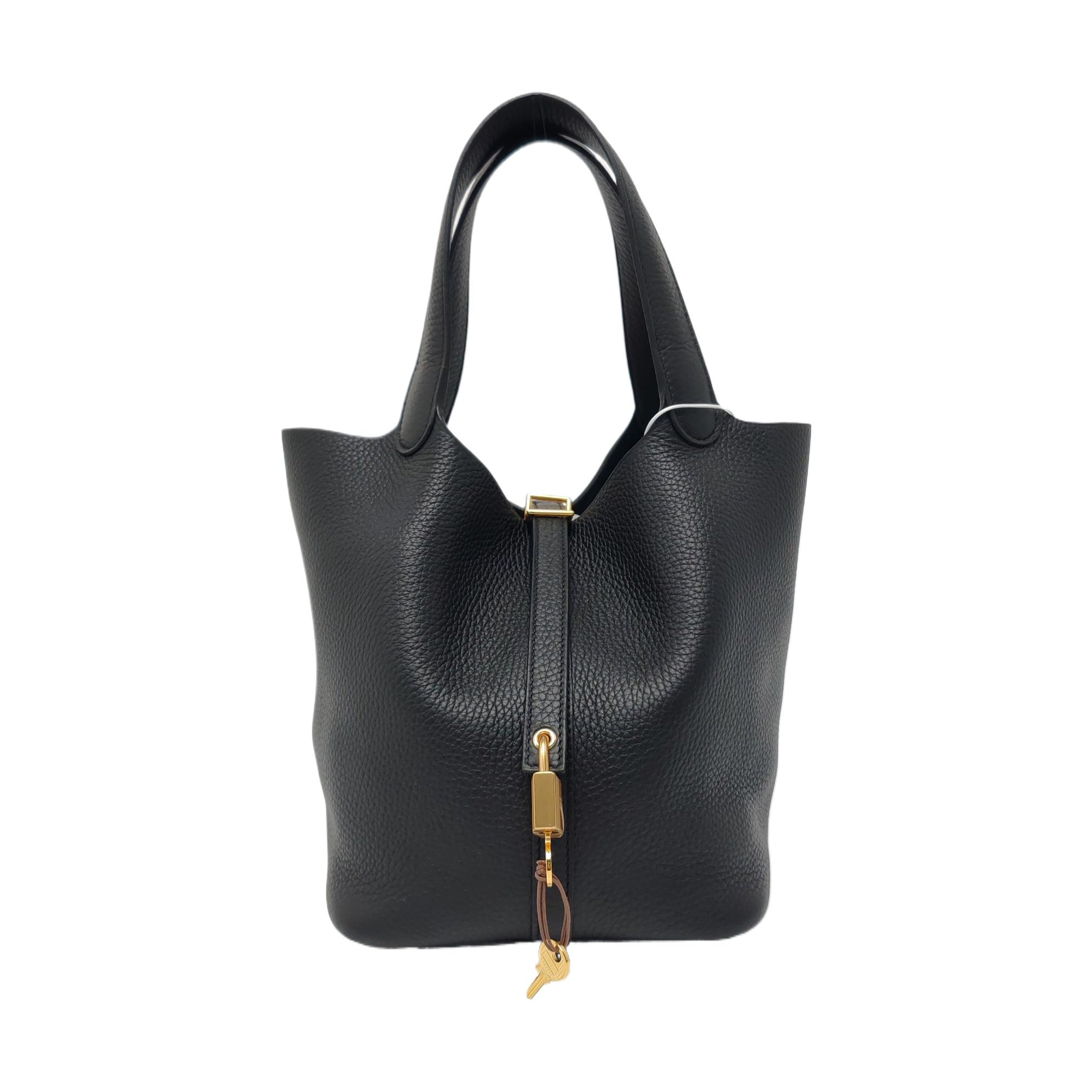 Authenticated pre-owned  Picotin Lock 22 Clemence Black - Bucket Bag at Looply