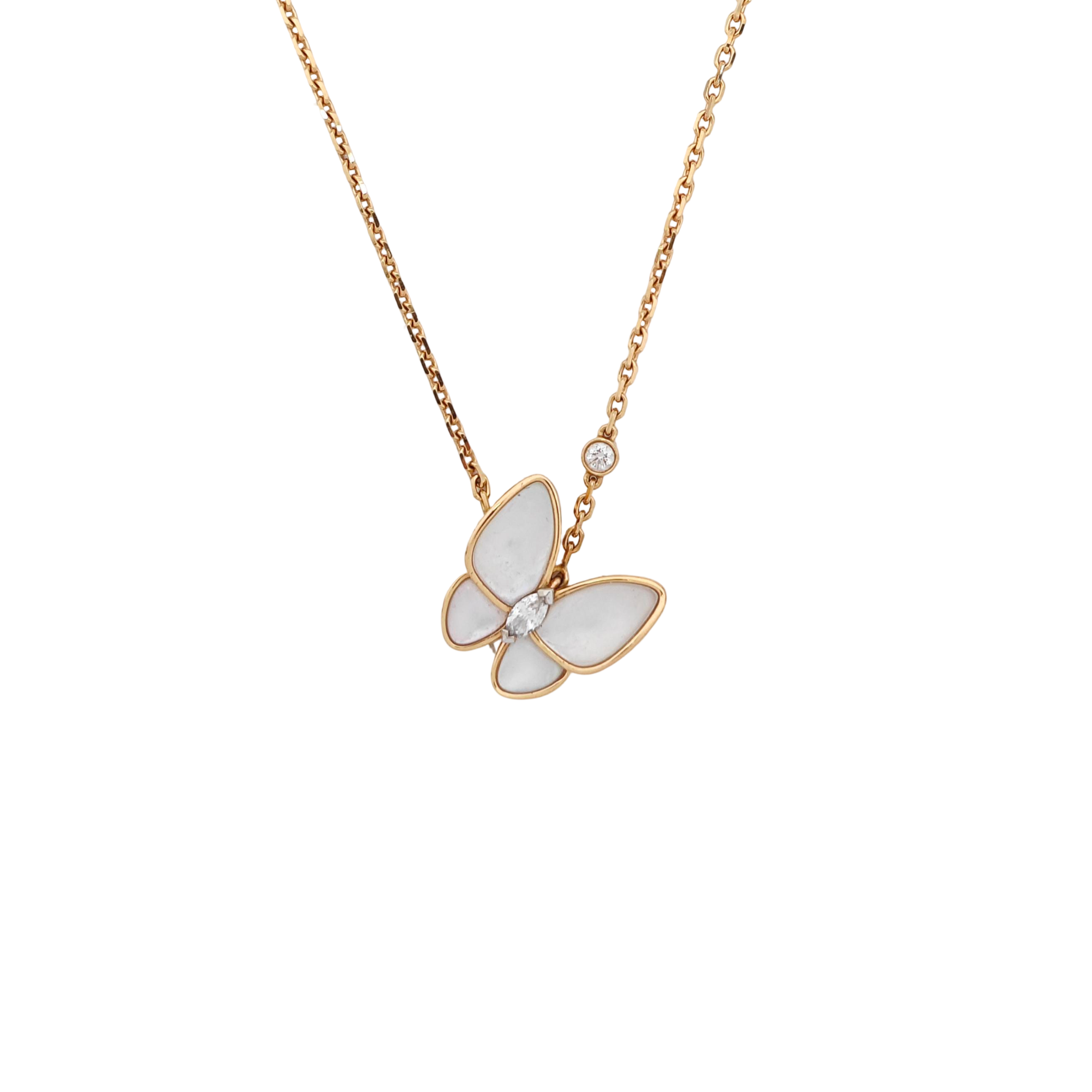 Two Butterfly 18k Rose Gold Necklace