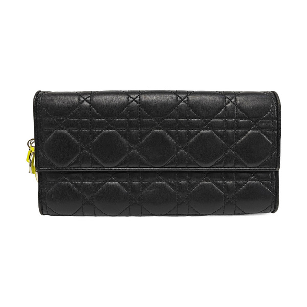 Lady Dior Small Cannage Lambskin Black Wallet