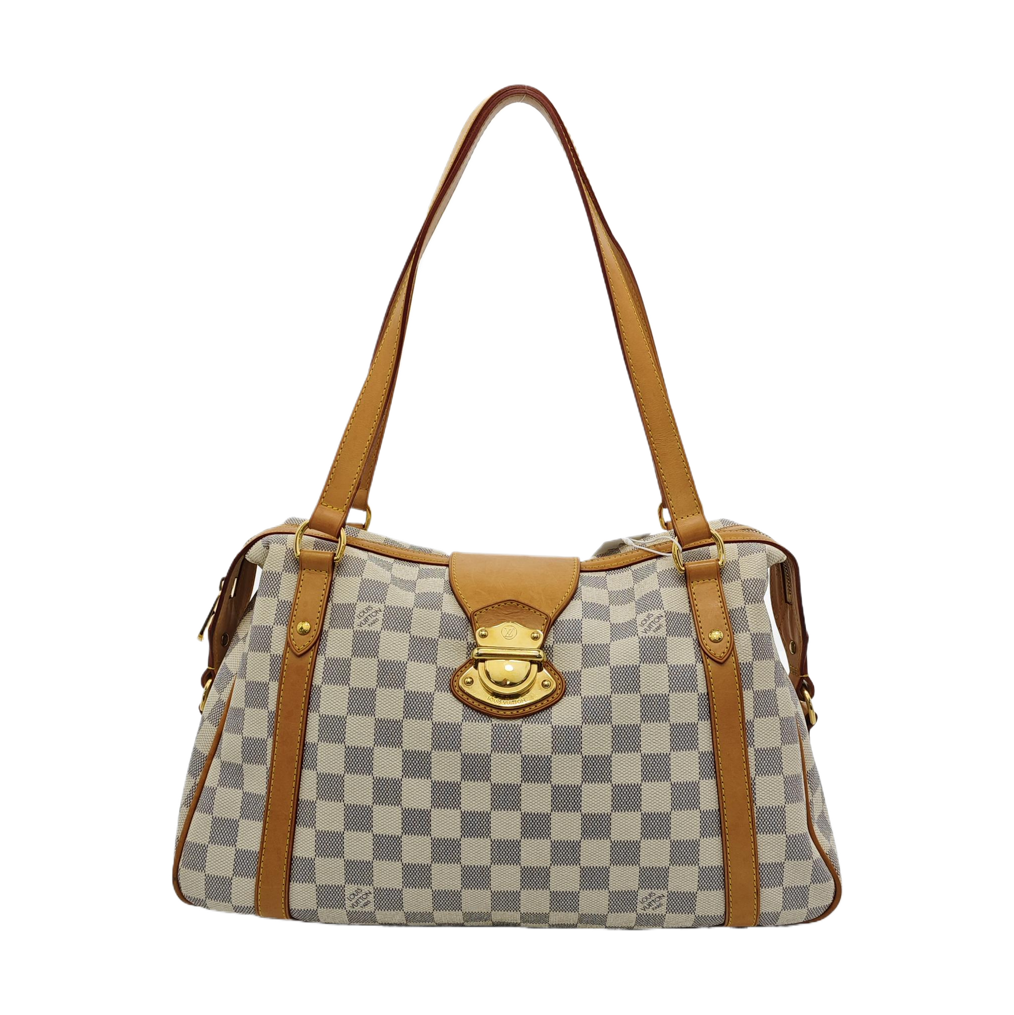STRESA Damier Azur Coated Canvas White