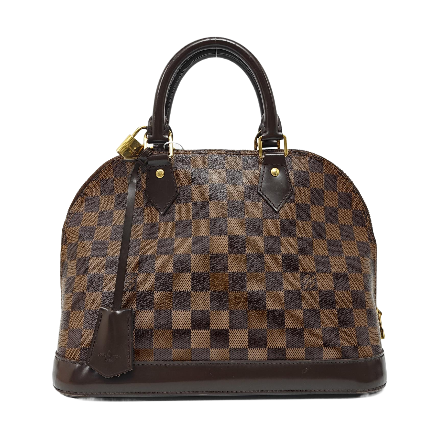 Authenticated pre-owned  ALMA PM Damier Ebene Coated Canvas Brown - Top Handle Bag at Looply