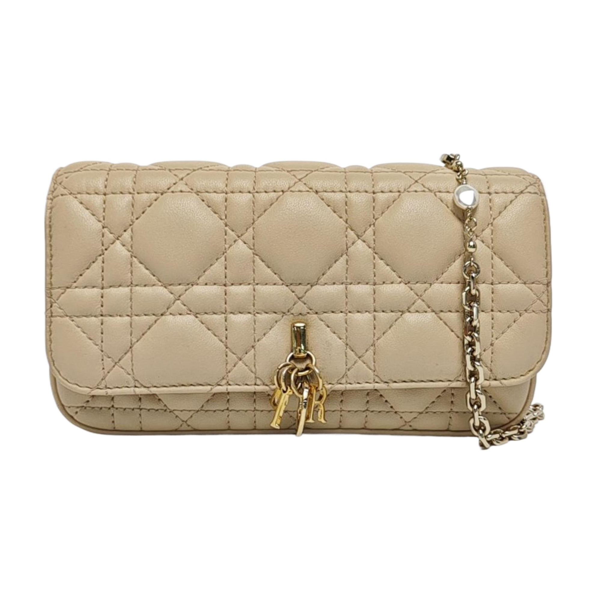 Lady Dior Mini Cannage Lambskin Beige