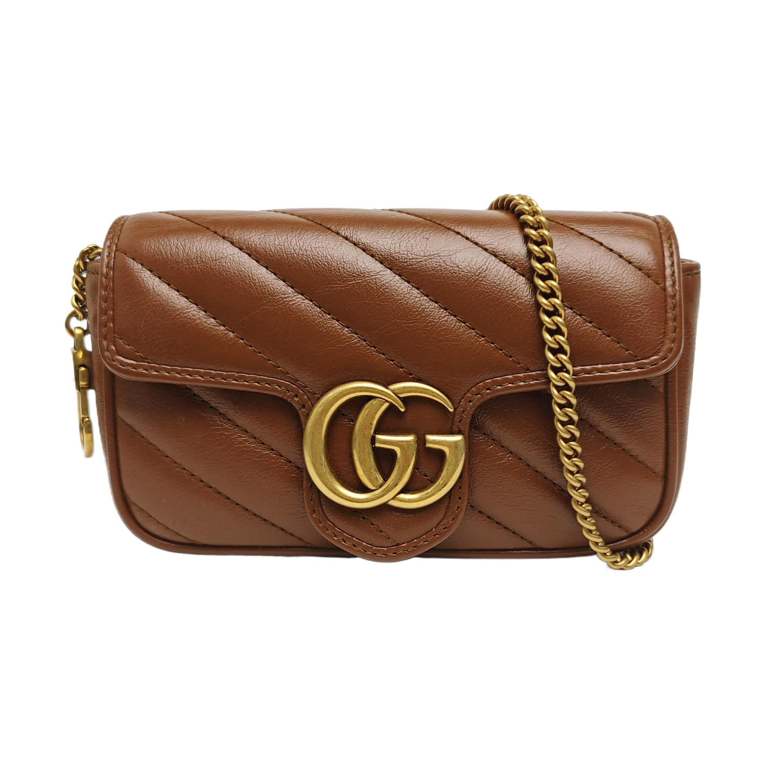 GG Marmont Mini Quilted Calfskin Brown