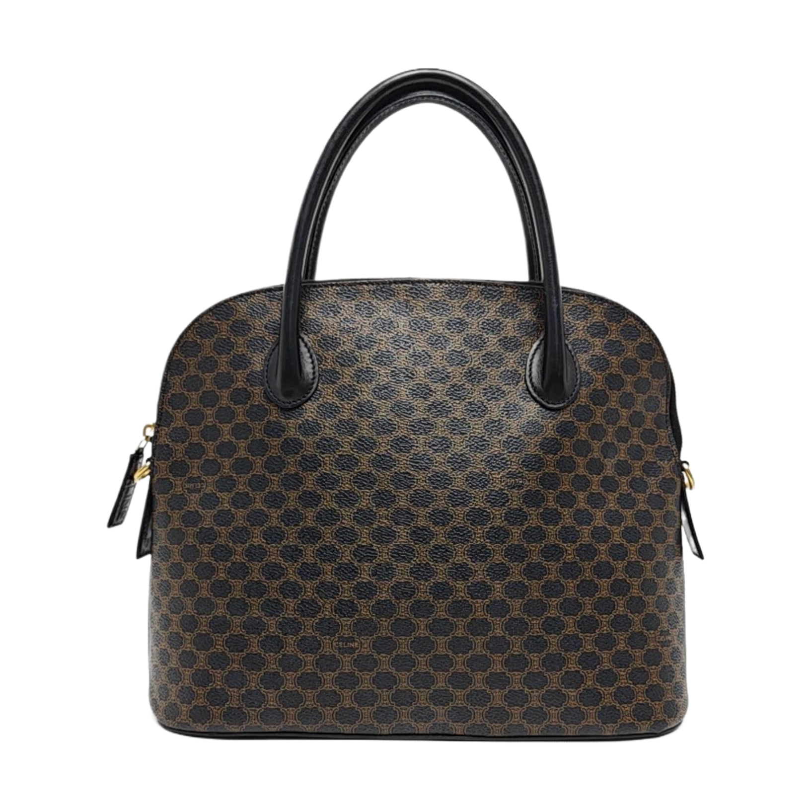 Coated Canvas Top Handle Bag Brown