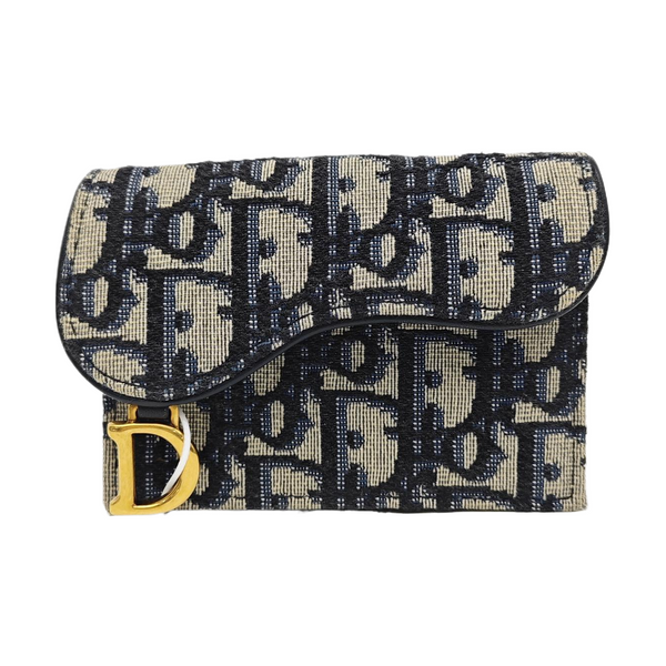 Saddle Mini Oblique Canvas Blue Card Holder