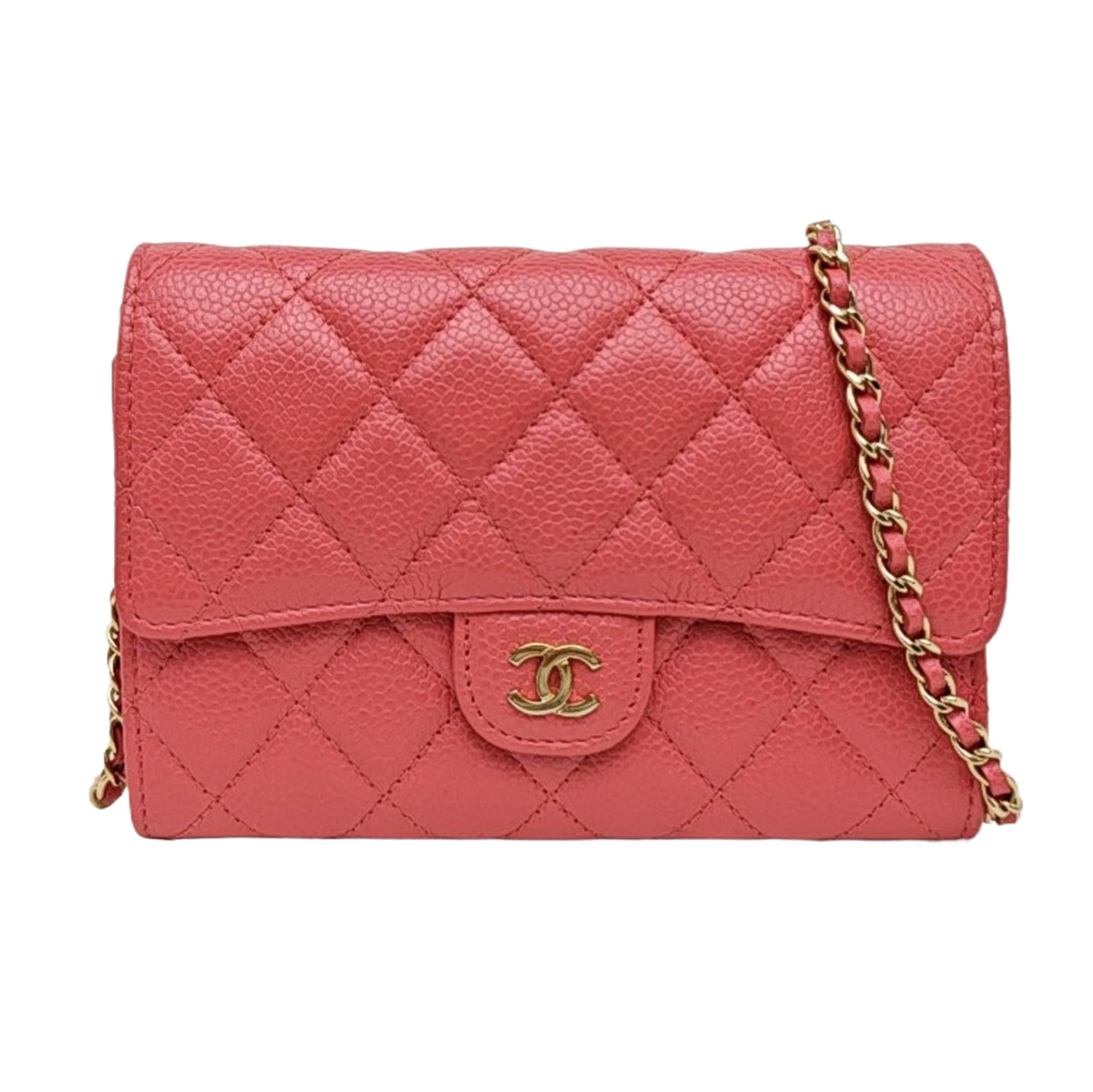 Quilted Grained Calfskin Shoulder Bag Pink