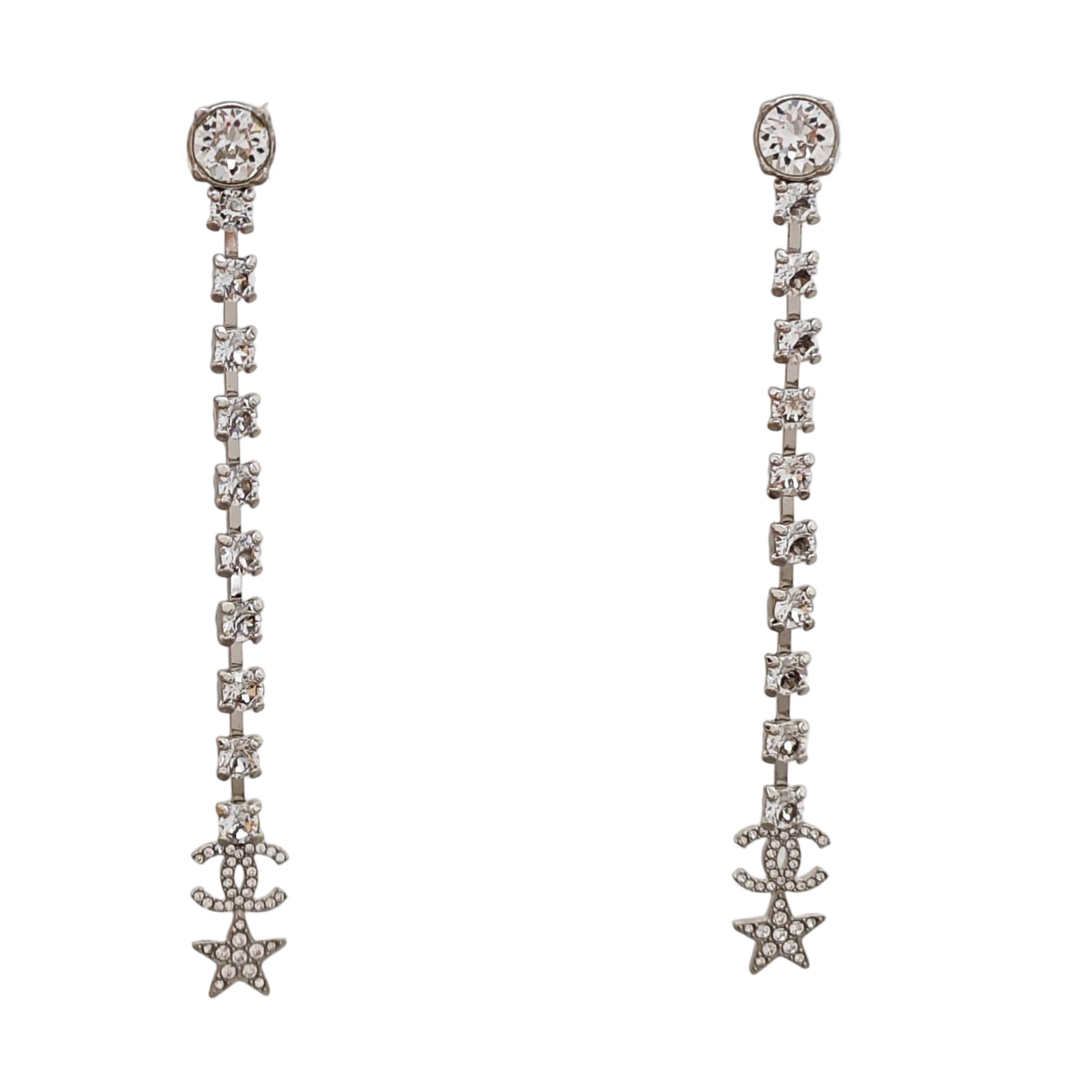 CC Logo Brass Silver Stud Earrings