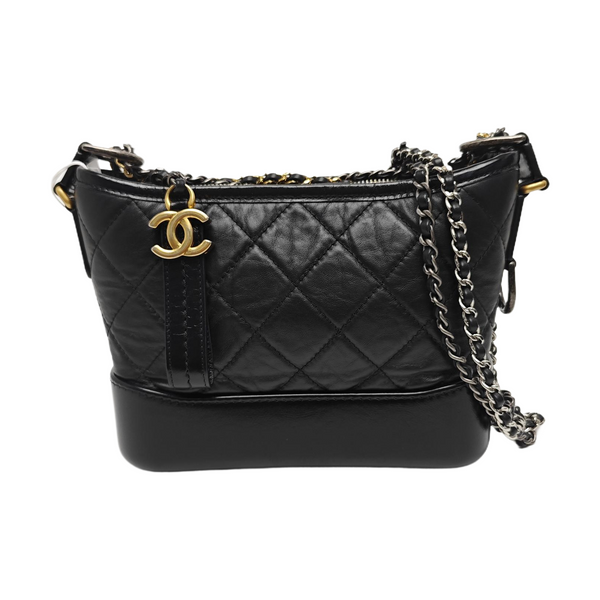 GABRIELLE Small Quilted Calfskin Black