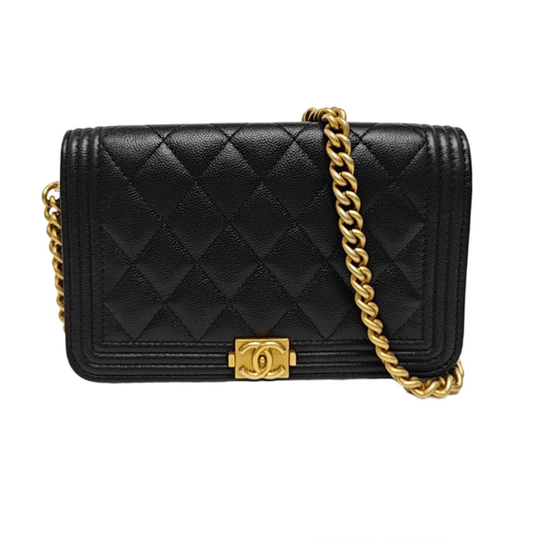 BOY CHANEL Mini Quilted Grained Calfskin Black