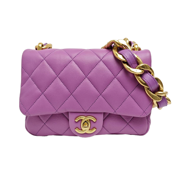 Quilted Lambskin Shoulder Bag Purple