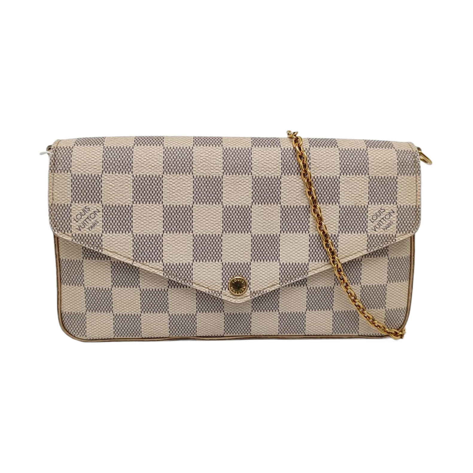 Authenticated pre-owned  FÉLICIE Damier Azur Coated Canvas White - Crossbody Bag at Looply