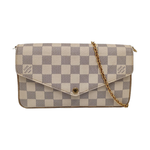 Authenticated pre-owned  FÉLICIE Damier Azur Coated Canvas White - Crossbody Bag at Looply