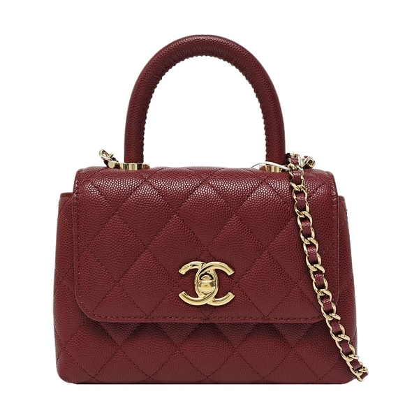 COCO HANDLE Quilted Grained Calfskin Red