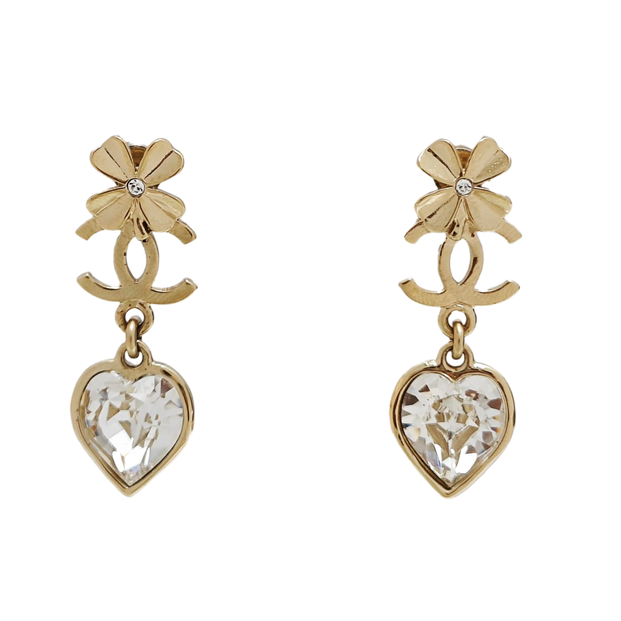 CC Logo Metal Gold Stud Earrings