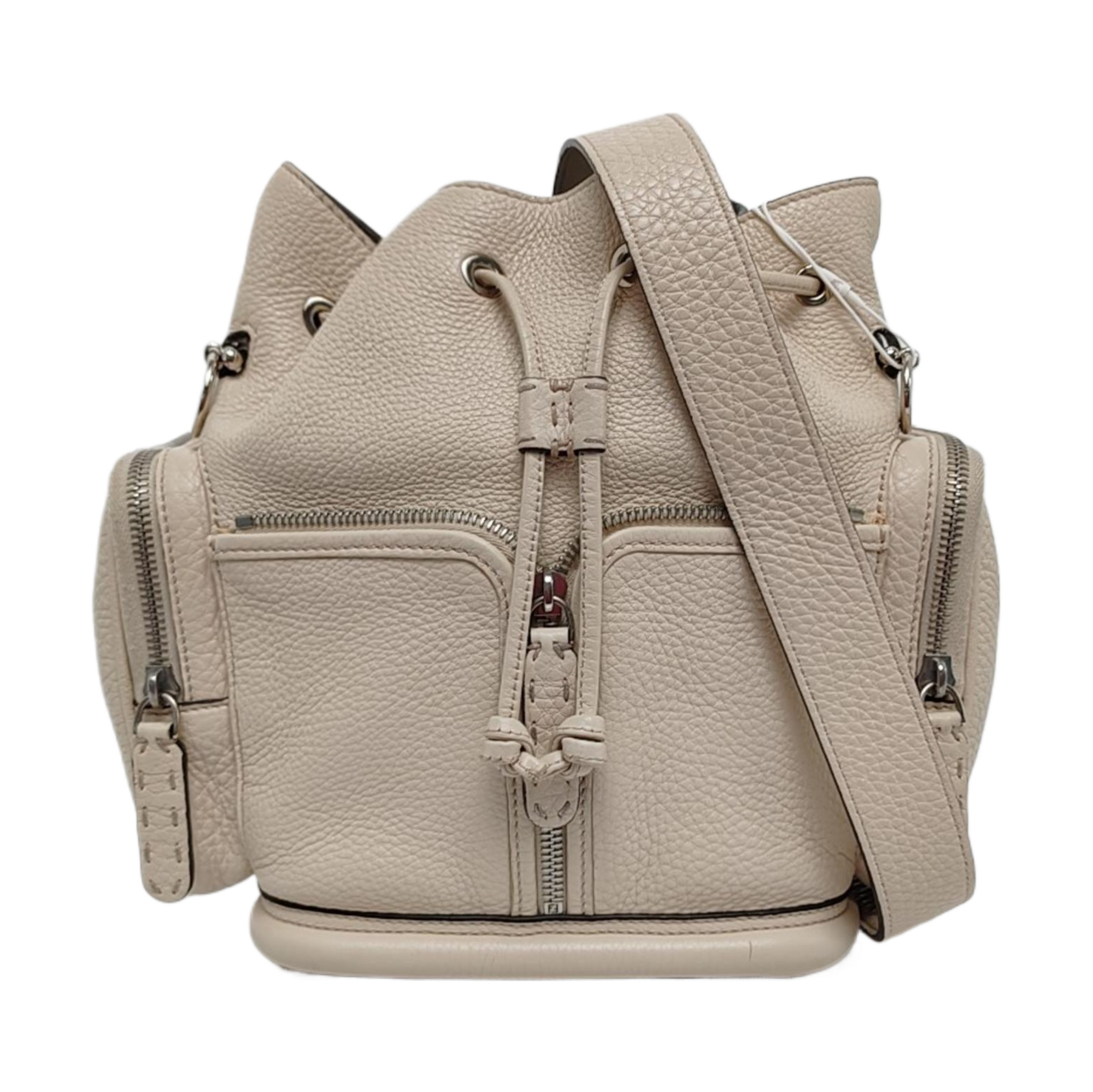 Authenticated pre-owned  Mon Tresor Calfskin Beige - Bucket Bag at Looply