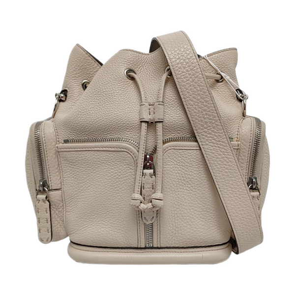 Authenticated pre-owned  Mon Tresor Calfskin Beige - Bucket Bag at Looply