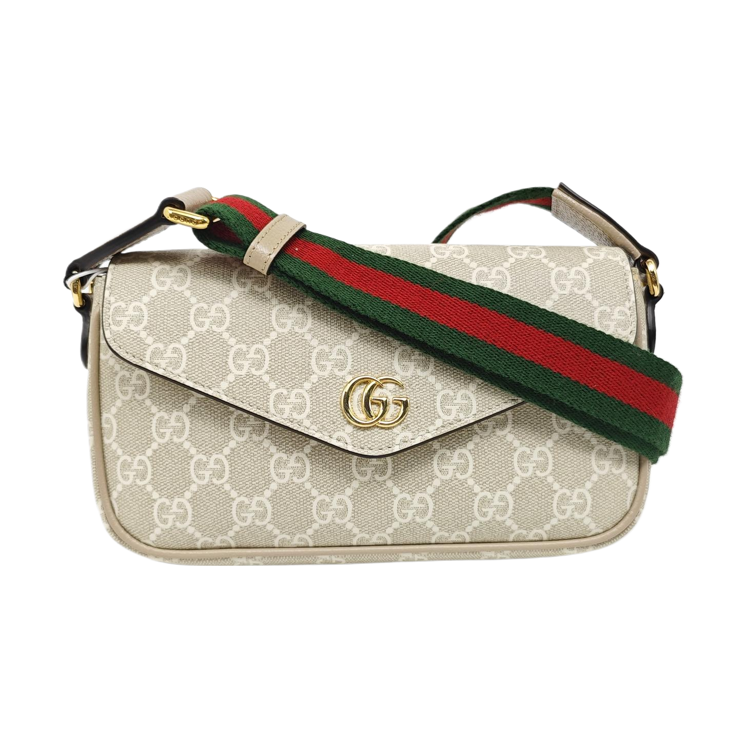 Ophidia Small Monogram Coated Canvas Beige