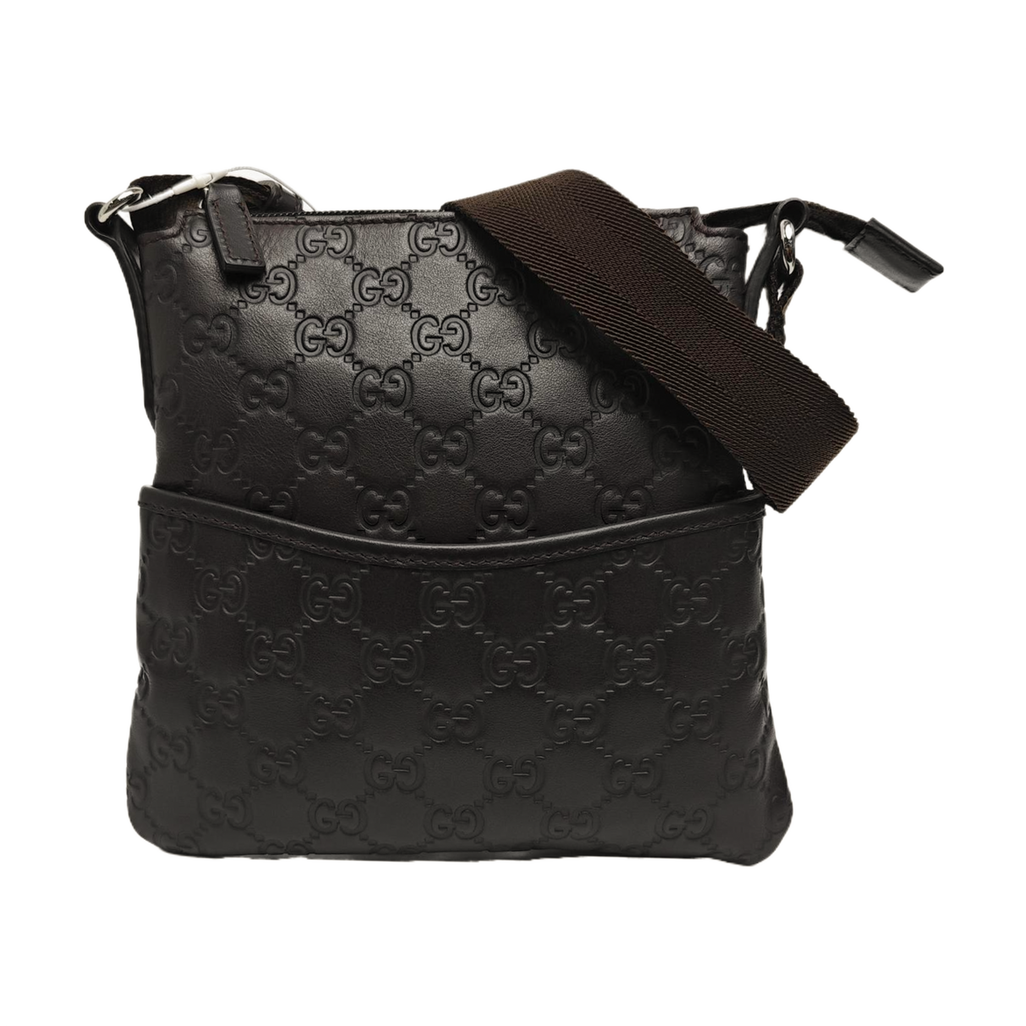 Monogram Calfskin Crossbody Bag Brown