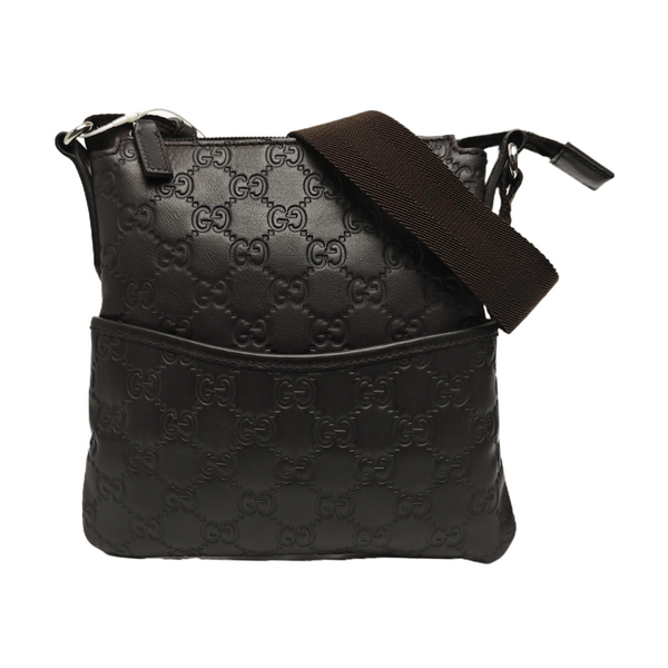 Monogram Calfskin Crossbody Bag Brown