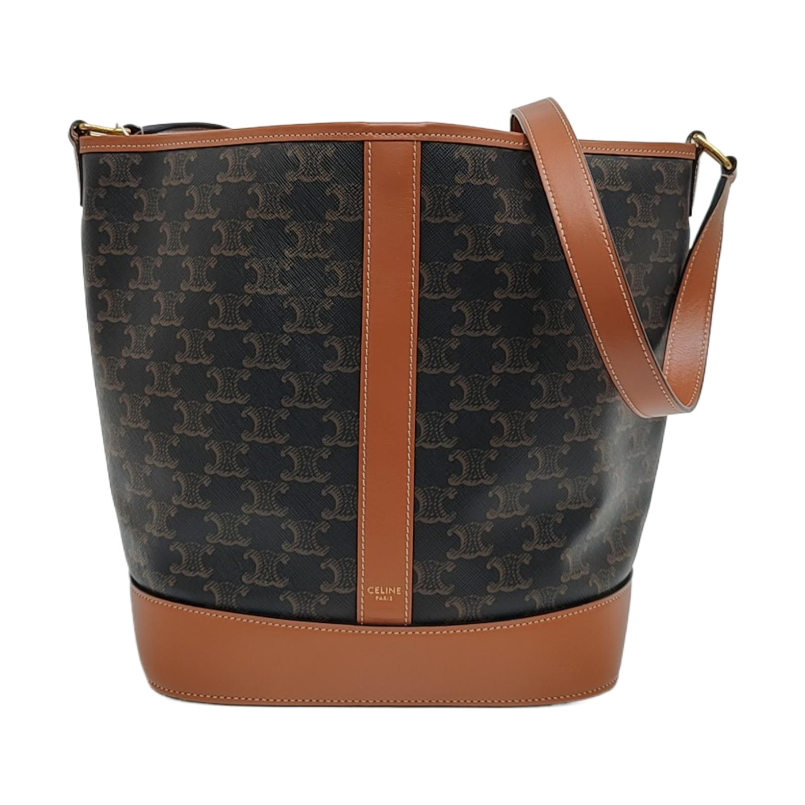 Authenticated pre-owned  TRIOMPHE CANVAS Medium Coated Canvas Brown - Bucket Bag at Looply