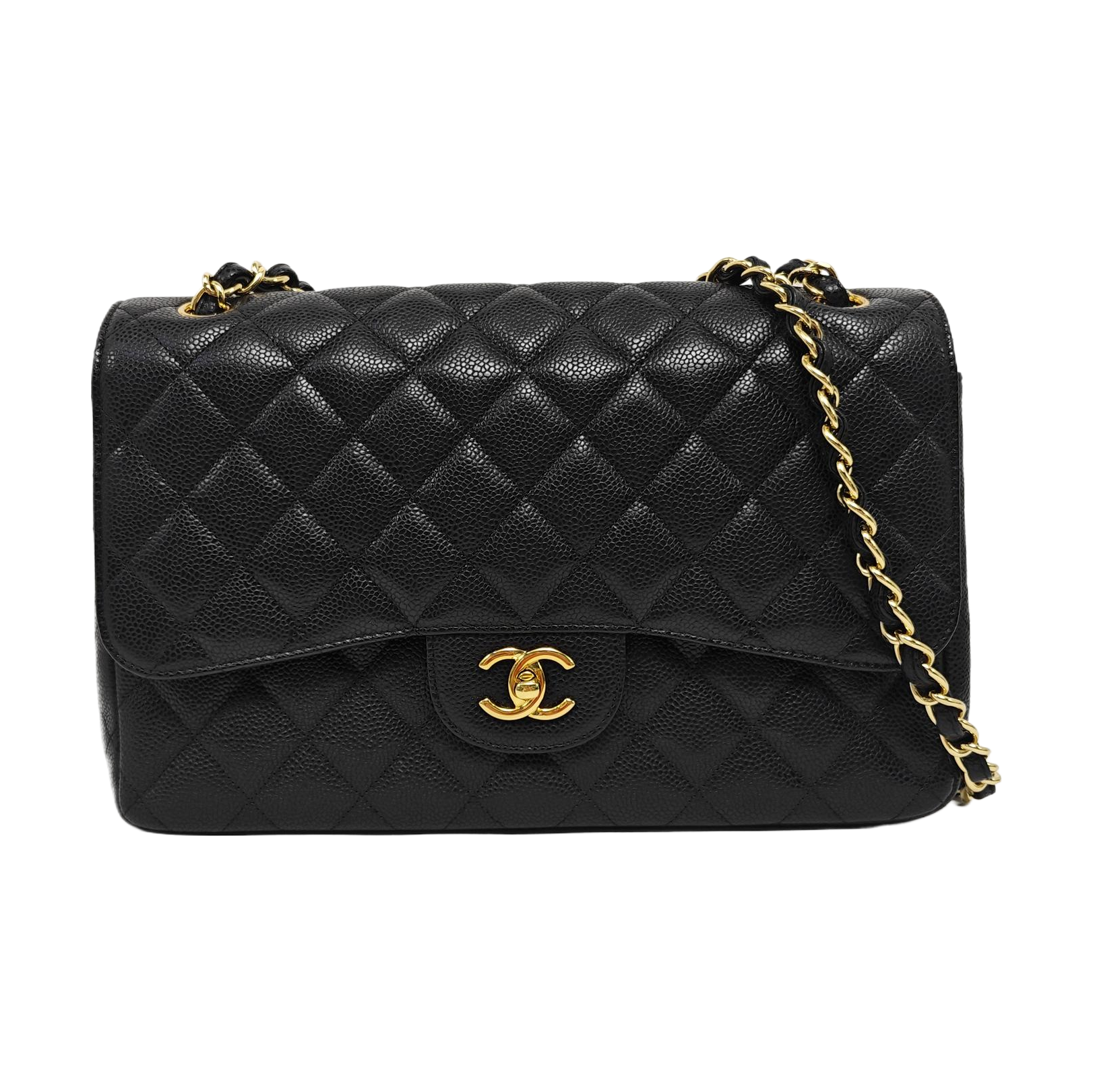 Large Quilted Grained Calfskin Black