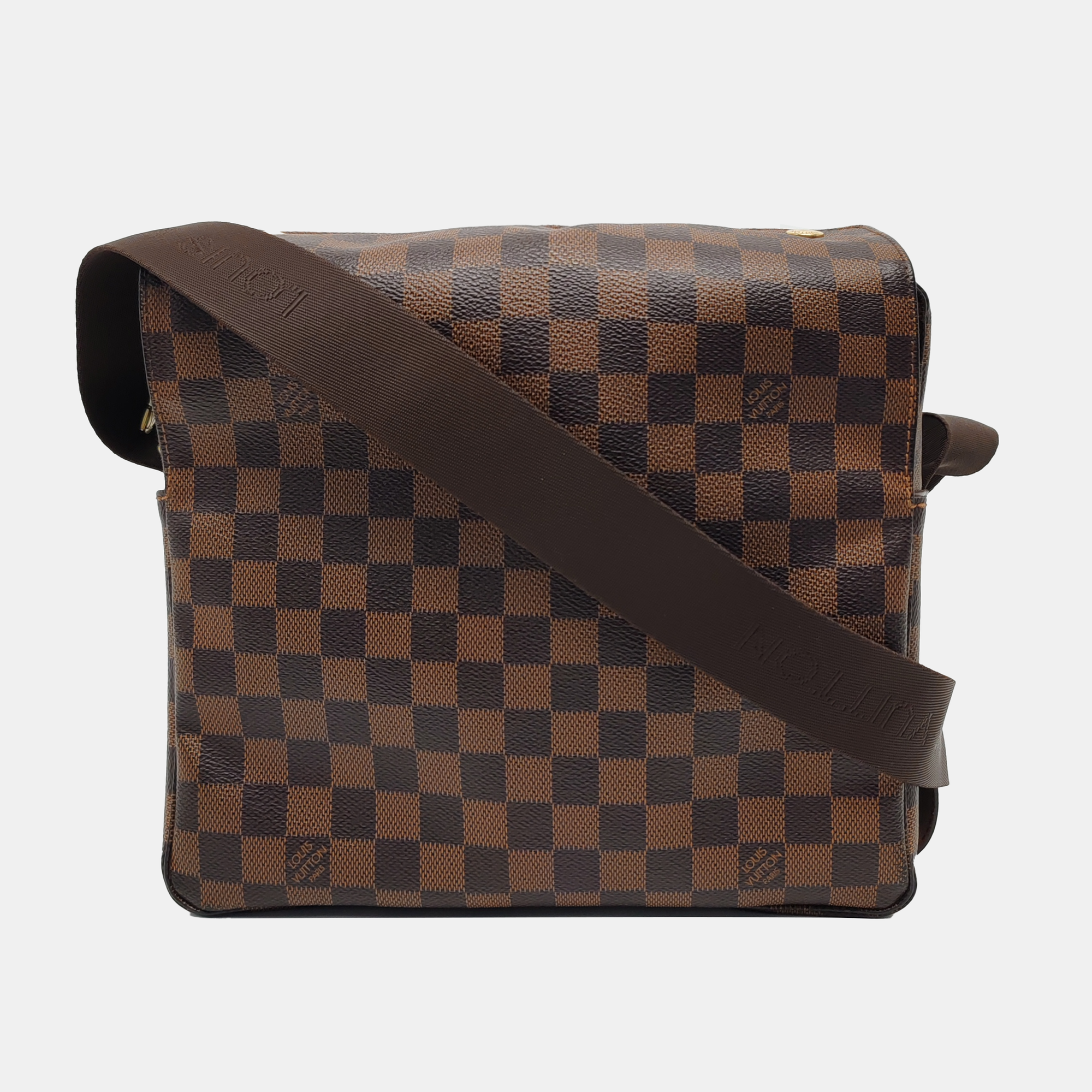 NAVIGLIO Damier Ebene Coated Canvas Brown