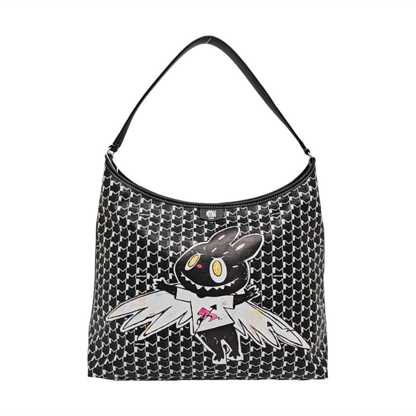 Coated Canvas Shoulder Bag Black