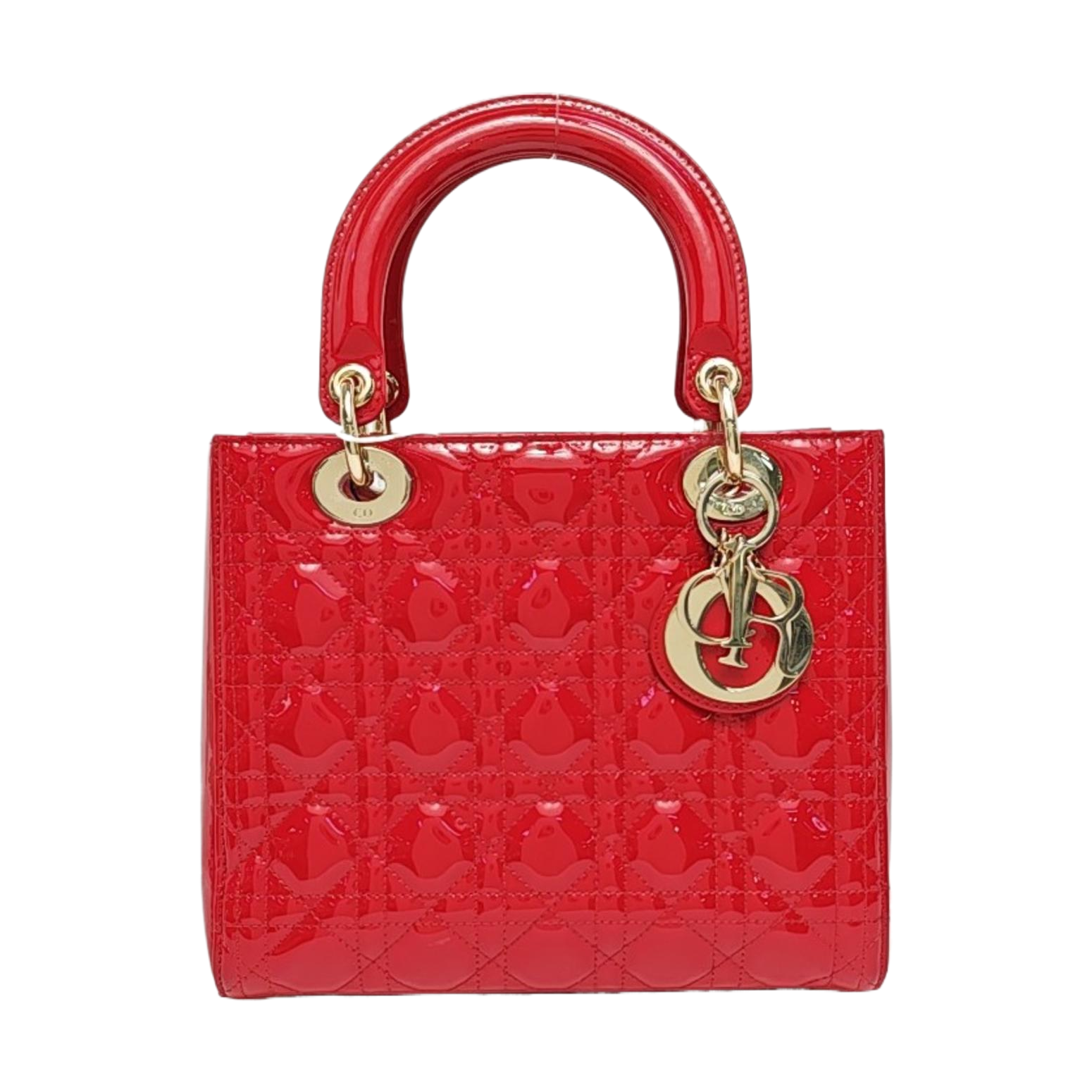 Authenticated pre-owned  Lady Dior Medium Cannage Lambskin Red - Tote Bag at Looply