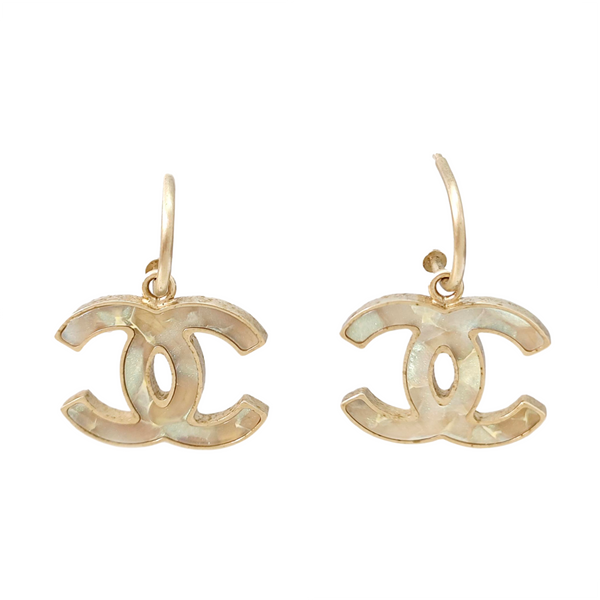 CC Logo Resin Green Stud Earrings