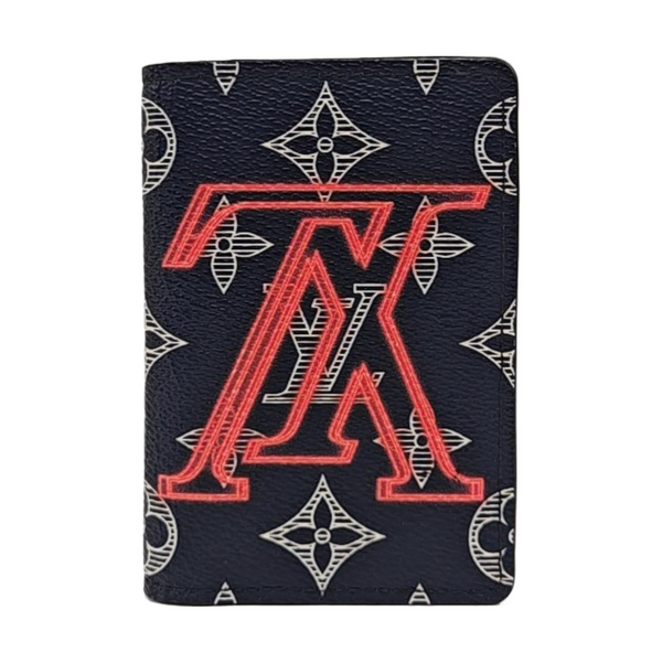Monogram Coated Canvas Card Holder Blue