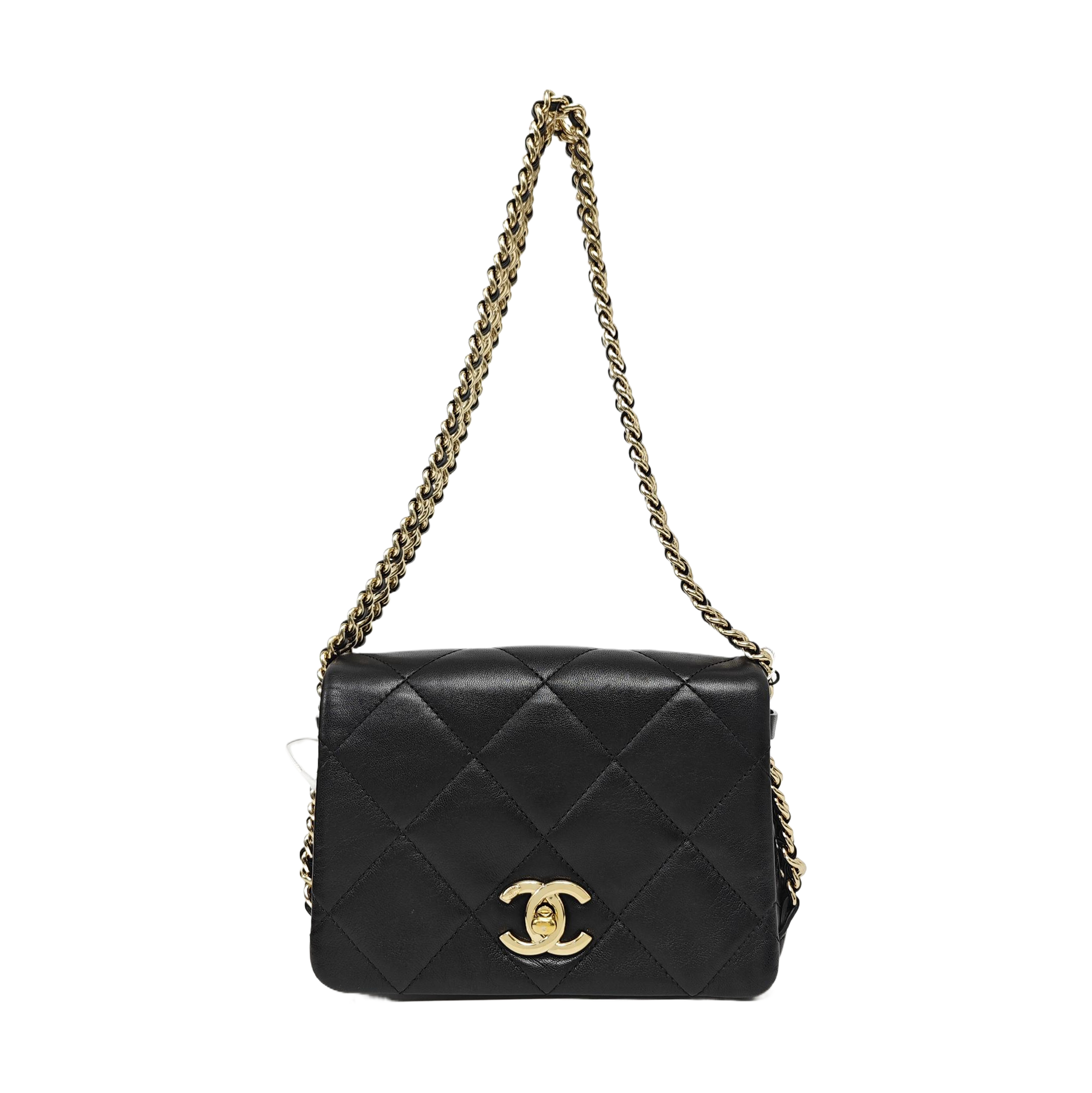 Quilted Calfskin Shoulder Bag Black