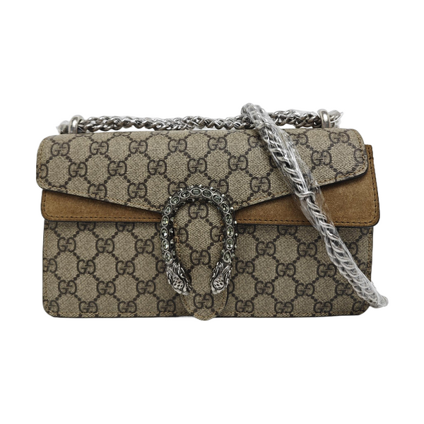 Dionysus Small Monogram Coated Canvas Beige