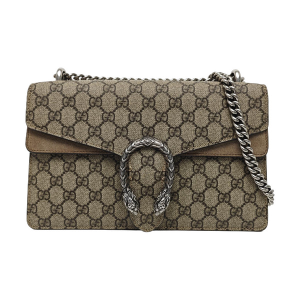 Dionysus Small Monogram Coated Canvas Beige