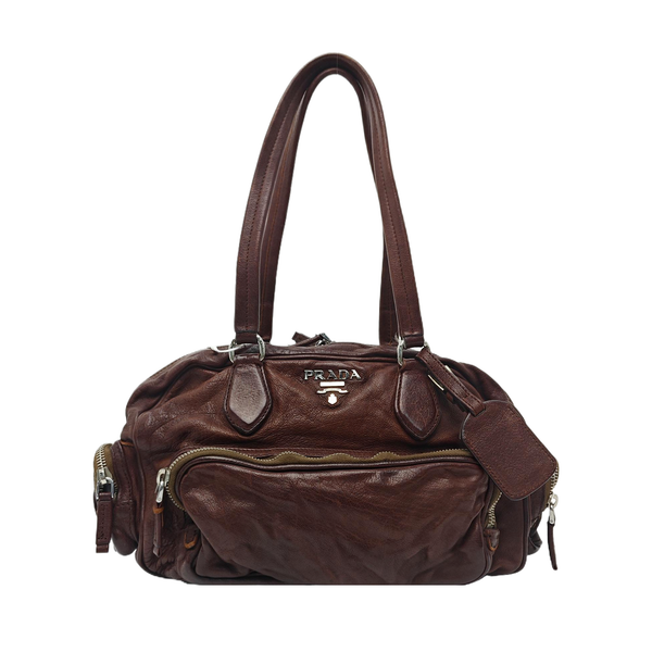 Calfskin Top Handle Bag Brown